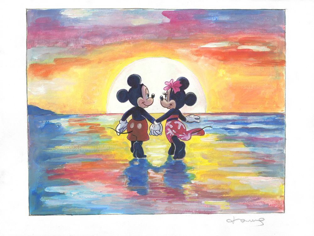 Mickey & Minnie Mouse Sunset on the Seine at Lavacourt