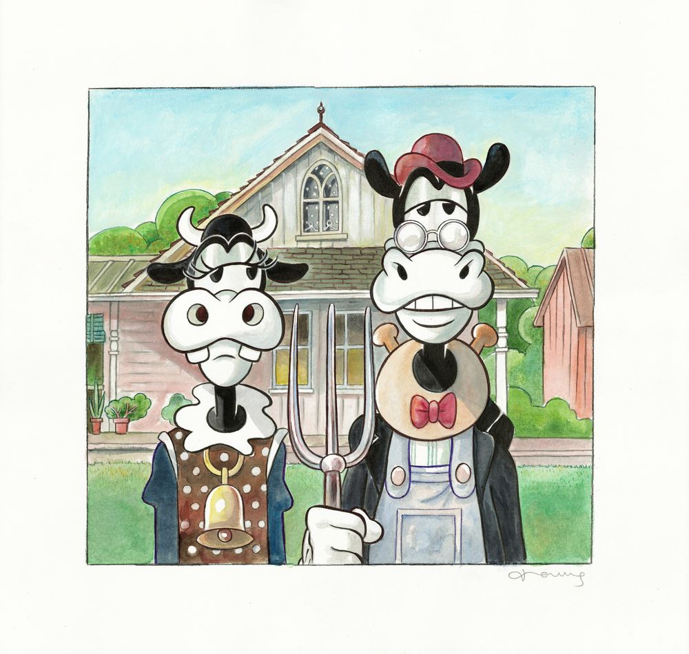 Clarabelle Cow & Horace Horsecollar Grant Wood's American Gothic